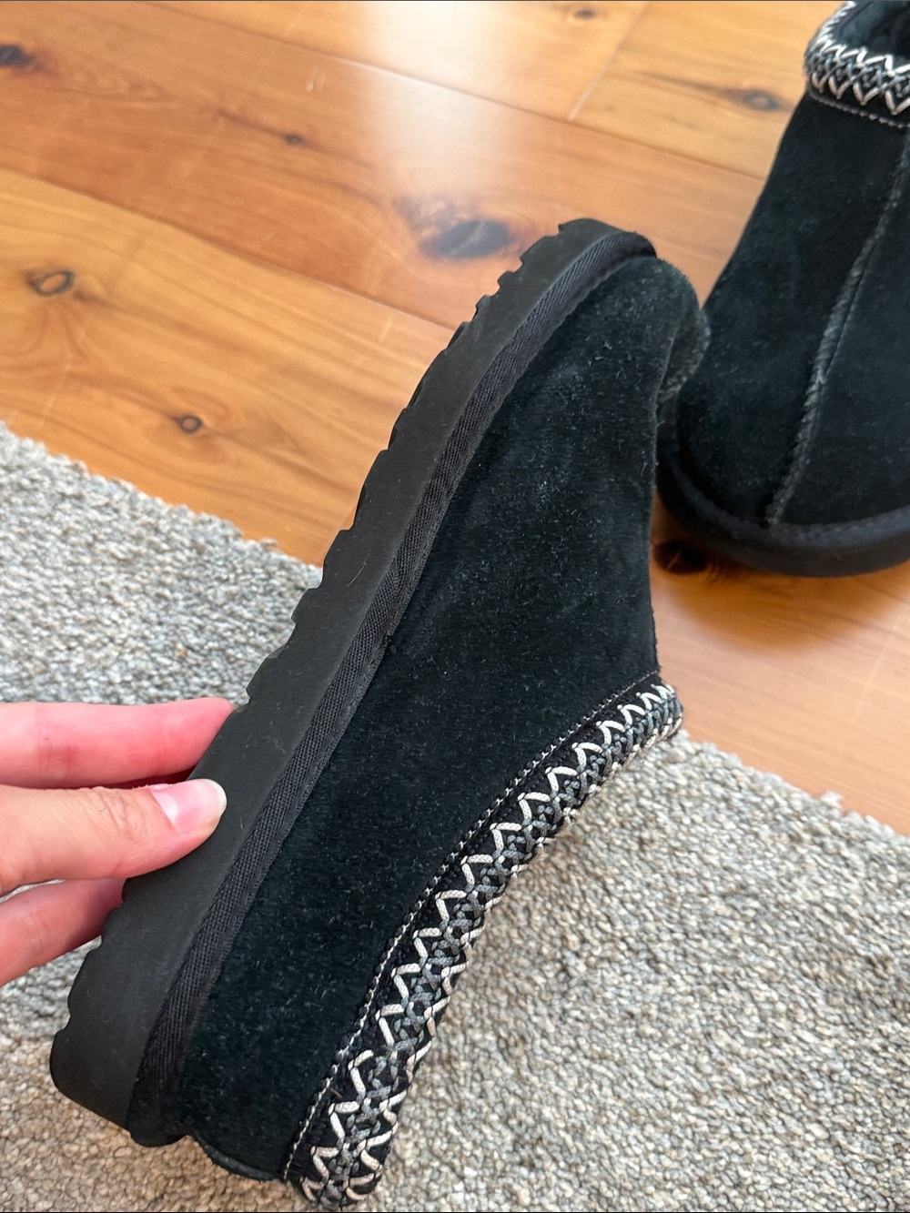 UGG Black Tasman size 9 Suede Slip-On Clog with Contrast Woven Collar - Picture 15 of 16